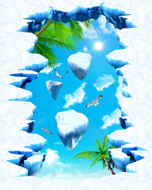 3D蓝天立体地板画