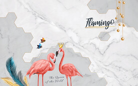 现代简约大理石火烈鸟电视背景墙