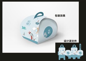 蛋糕西点包装效果图+平面图 