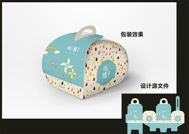 蛋糕西点包装效果图+平面图 