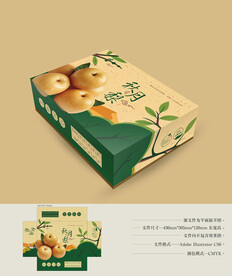 秋月梨包装设计 平面图