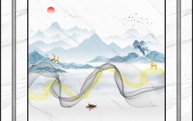 新中式禅山水背景墙图片