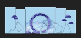 蓝色中式婚礼迎宾区