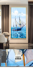 一帆风顺玄关晶瓷画