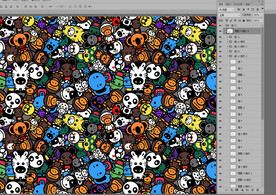 可爱手绘动物园卡通动物密集排列