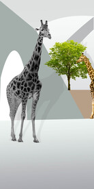 长颈鹿现代简约玄关背景墙