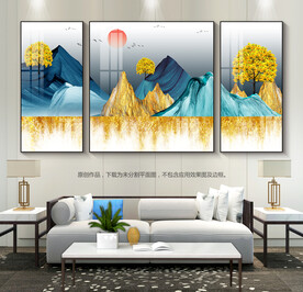 现代抽象客厅装饰画群山图玄关画