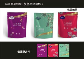 蛋糕西点包装效果图+平面图 