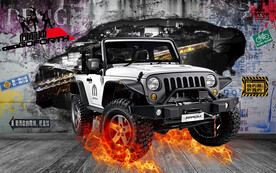 3D越野车背景墙