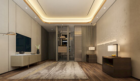  现代简约卧室背景墙场景