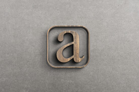 3D木纹质感logo样机