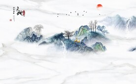 中式山水背景墙图片
