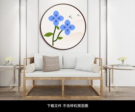 圆形花卉装饰画