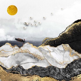 铂金山水画餐厅装饰画客厅装饰画