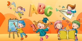 卡通儿童学习乐园背景墙画