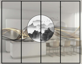 新中式彩白彩推拉门写真图