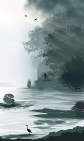 水彩画风景画水墨画山水画