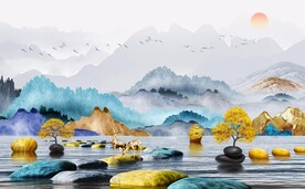 新中式背景墙图片