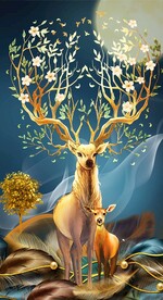 玄关发财鹿装饰画