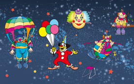 卡通儿童房小丑背景画