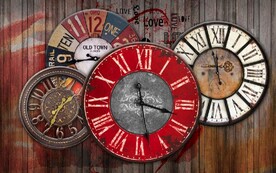 欧美风时钟钟表餐饮酒吧背景墙