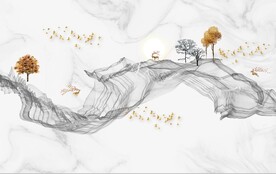 新中式抽象水墨山水风景背景墙