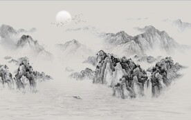 新中式水墨山水国画电视背景墙