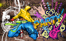 欧美涂鸦街舞工装背景墙