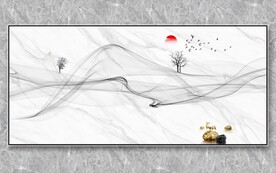 水墨麋鹿背景墙