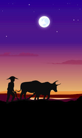 简约清新装饰画春耕图