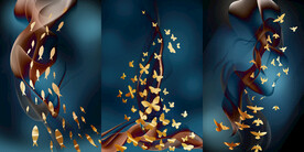 晶瓷画 抽象画 蝴蝶 鱼群