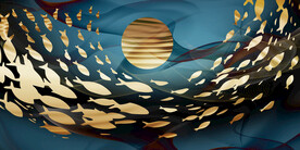 晶瓷画 抽象画 鱼群