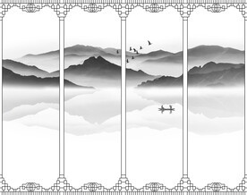 高清分层彩白彩推拉门写真图