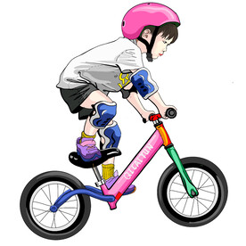 卡通平衡车手绘儿童手绘