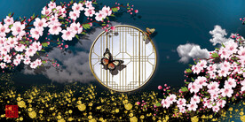 晶瓷画 抽象画 花好月圆