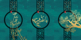 晶瓷画 抽象画 梅花竹子