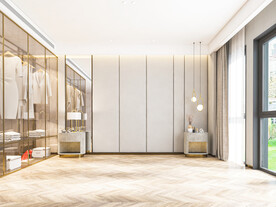 现代卧室背景墙家具场景效果图