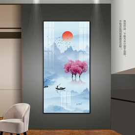 创意水墨山水玄关装饰画床头挂画