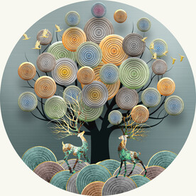 装饰画 新中式 麋鹿