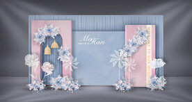 粉蓝色婚礼迎宾区