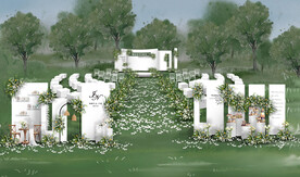 白色系户外婚礼仪式区