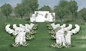 白色户外婚礼仪式区