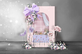 粉色婚礼迎宾区