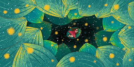 晶瓷画 星空夜晚 叶子