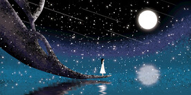 晶瓷画 星空夜晚 女孩
