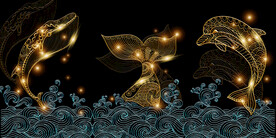 晶瓷画 抽象画 海豚画