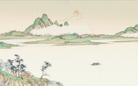 中式水墨山水风景国画背景墙壁画