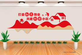 红色物业文化墙