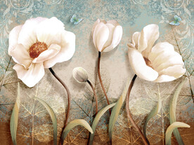 晶瓷画 白色花朵