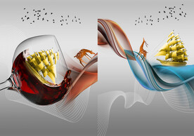 晶瓷画 红酒杯 飘带